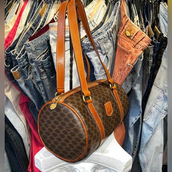 Celine Y2K Macadam Monogram Leather Shoulder barrel Bag - Picture 2 of 8